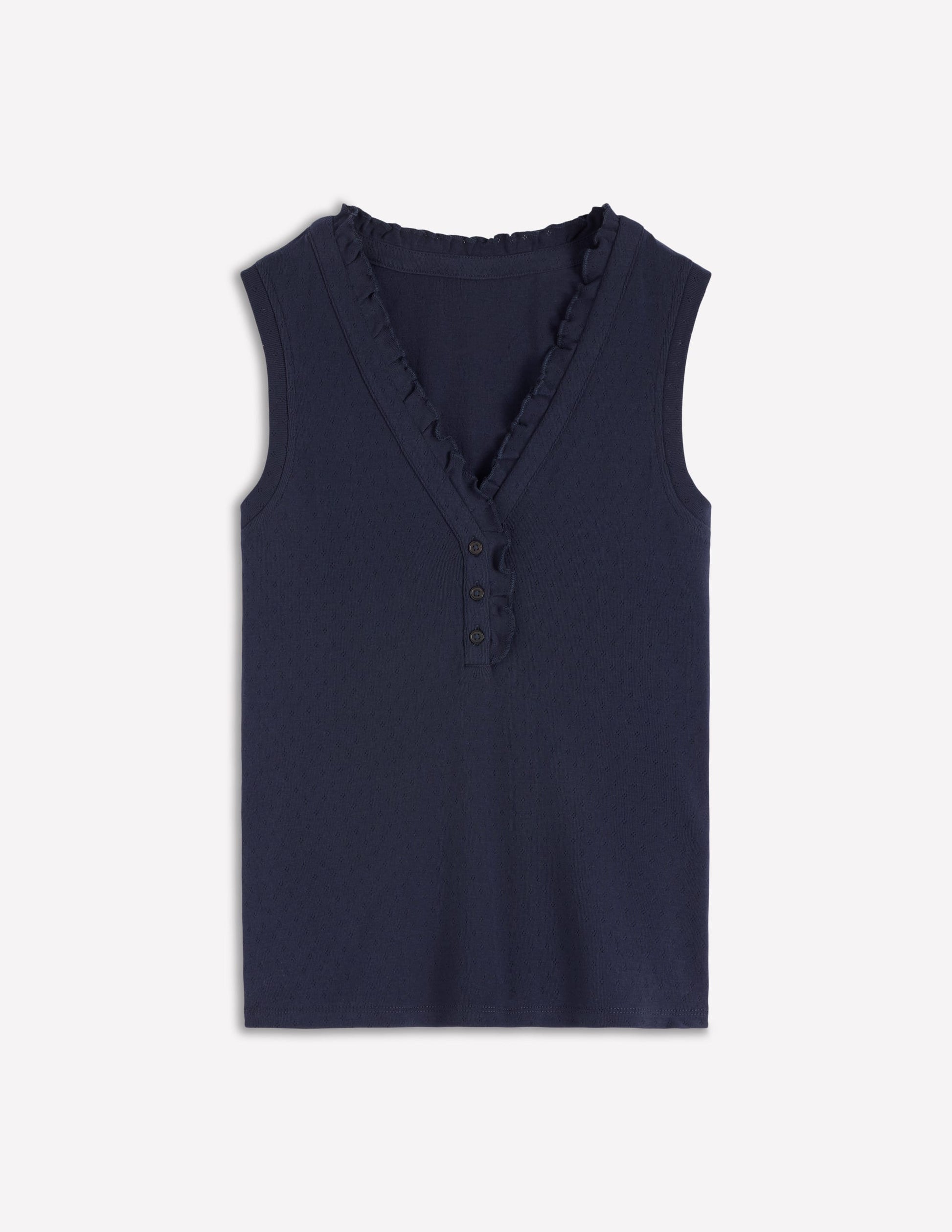 Jersey Henley Pajama Vest-Dark Blue-5