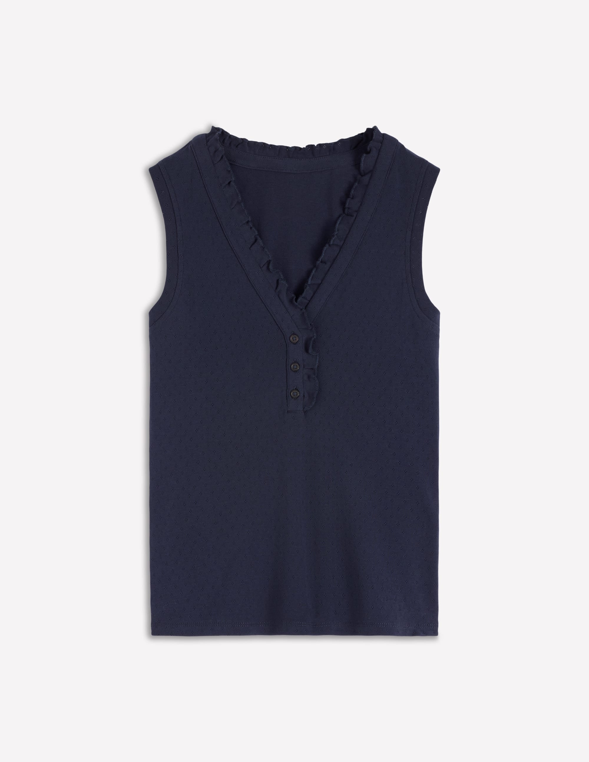 Jersey Henley Pajama Vest-Dark Blue - Image 5