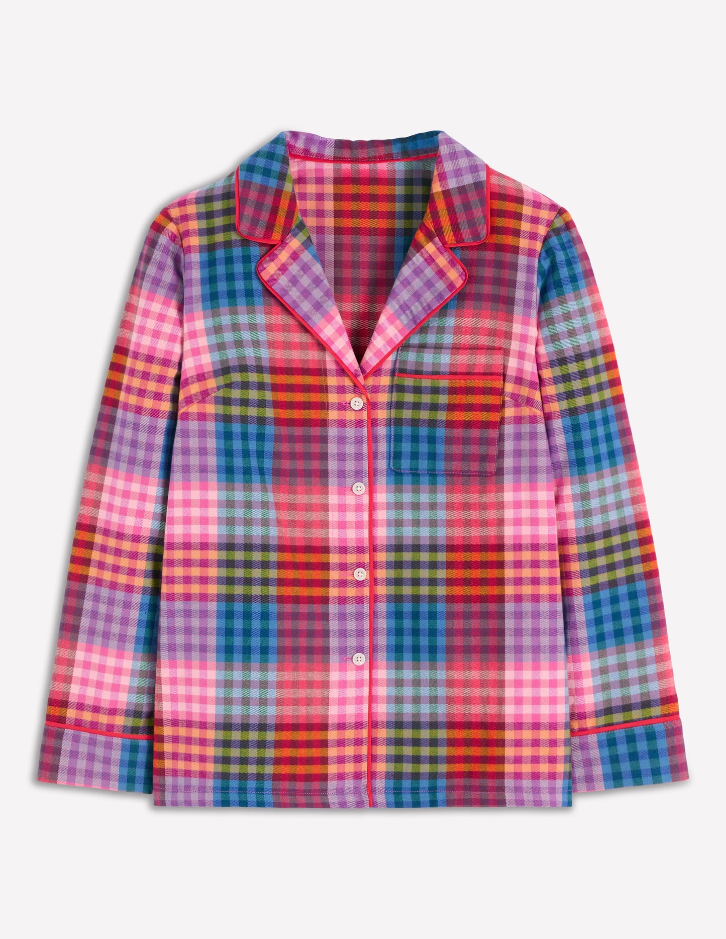 Brushed Cotton Pyjama Shirt-Rainbow Blanket Multigingham