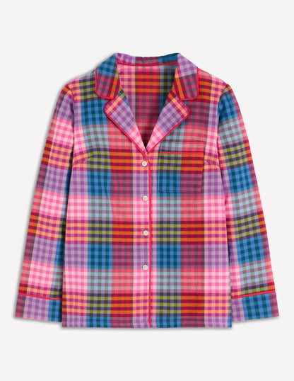 Brushed Cotton Pyjama Shirt-Rainbow Blanket Multigingham-6