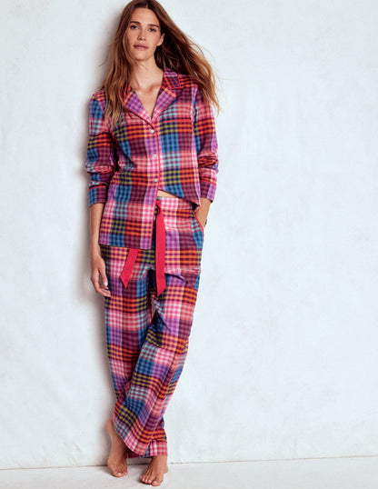 Brushed Cotton Pyjama Shirt-Rainbow Blanket Multigingham-1