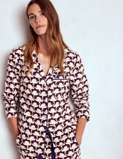 Brushed Cotton Pyjama Shirt-Winetasting, Geo Swan-1