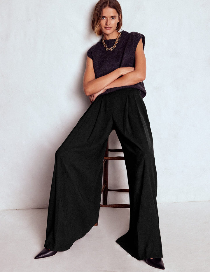Regent Wide Leg Pants-Black