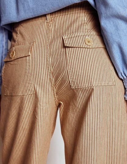 Brompton Wide Leg Pants-Tan and Ecru Stripe-4