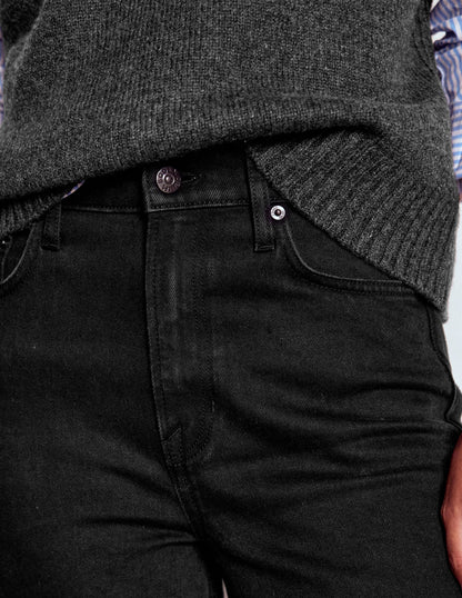 High Rise Column Leg Jeans-Black-4