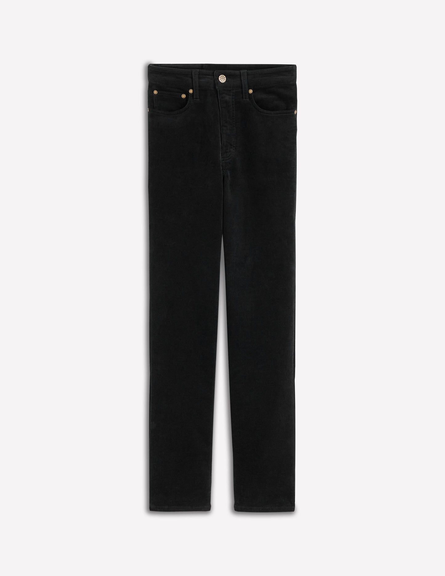 High Rise Cord Slim Jeans-Black