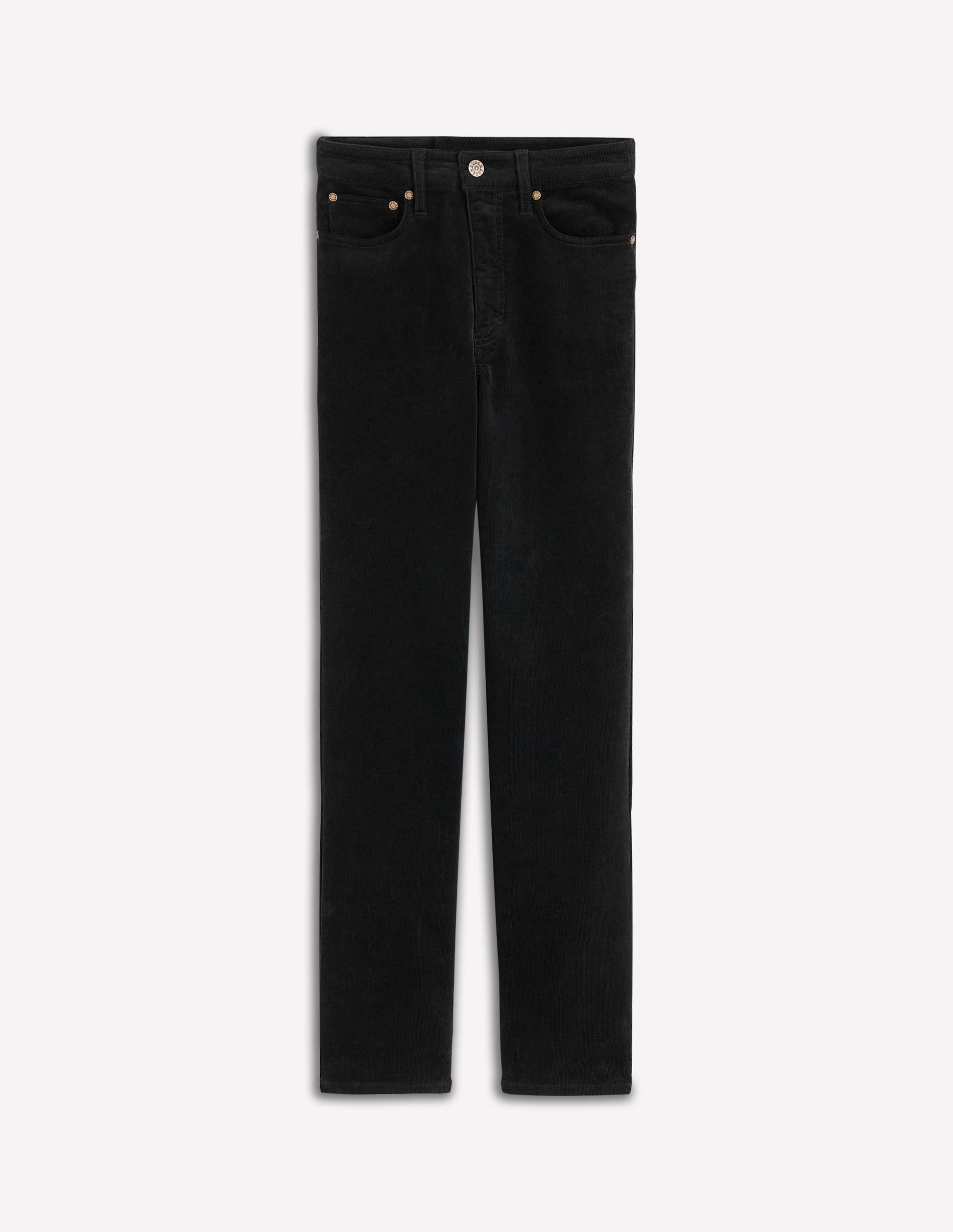High Rise Cord Slim Jeans-Black-6