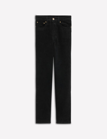 High Rise Cord Slim Jeans-Black-6