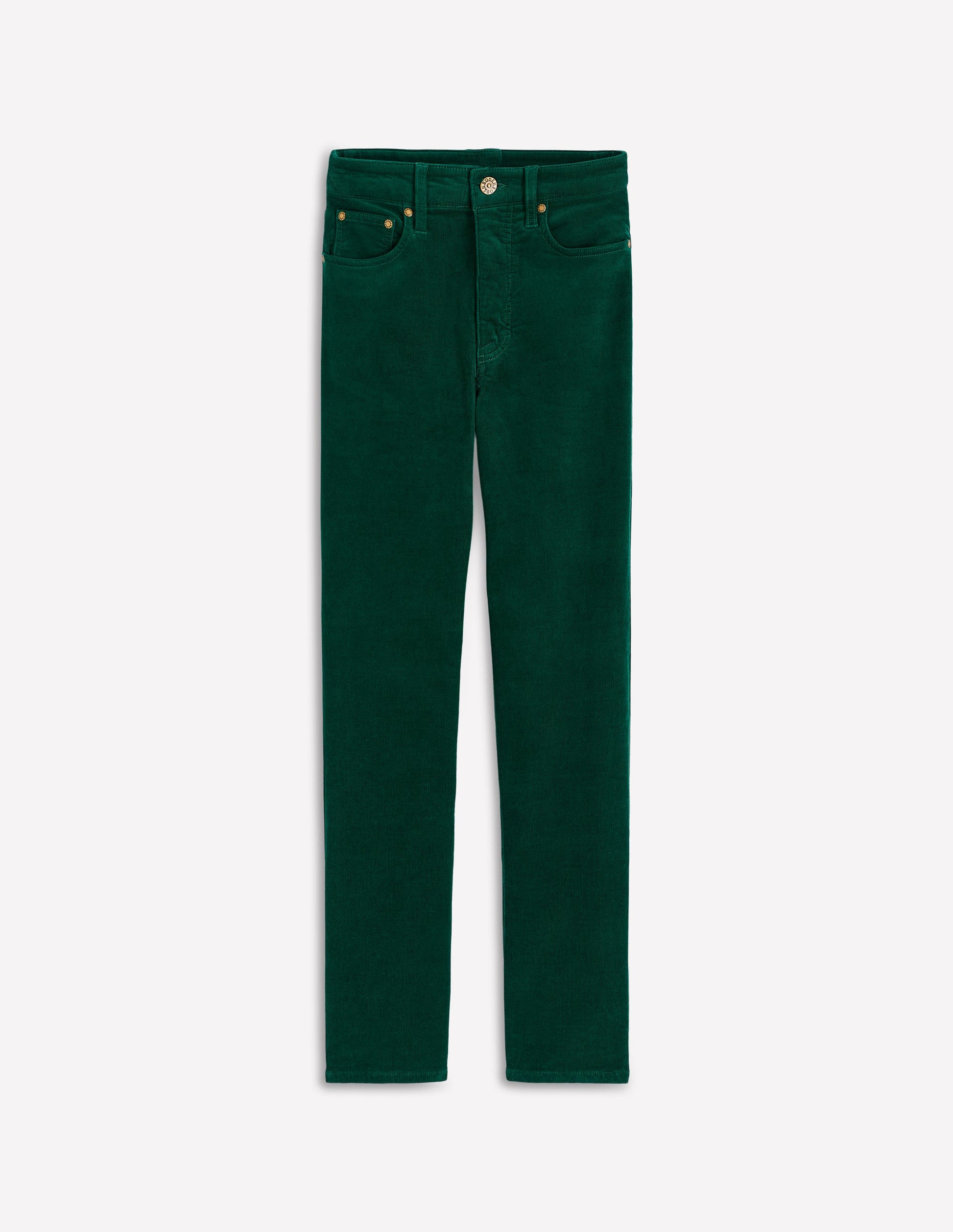 High Rise Cord Slim Jeans-Green-5