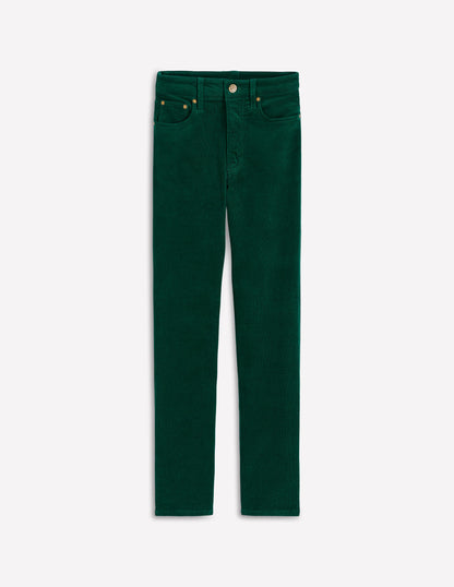 High Rise Cord Slim Jeans-Green-5
