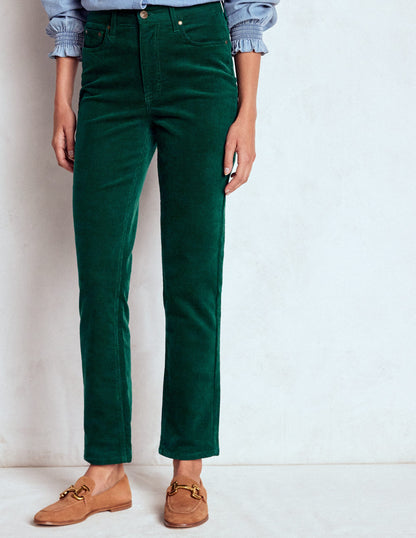 High Rise Cord Slim Jeans-Green-4