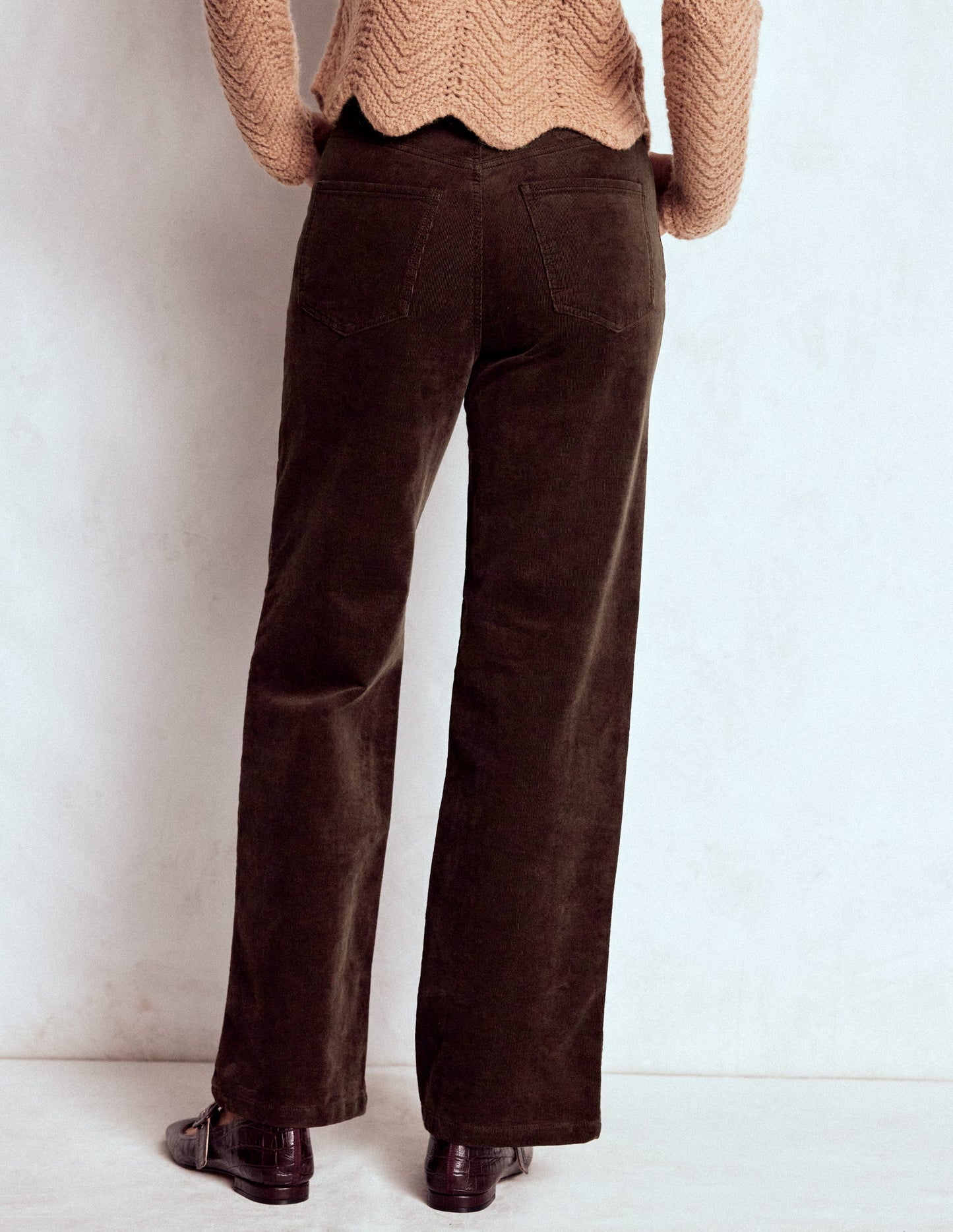 5-Pocket Cord Column Jeans-Espresso