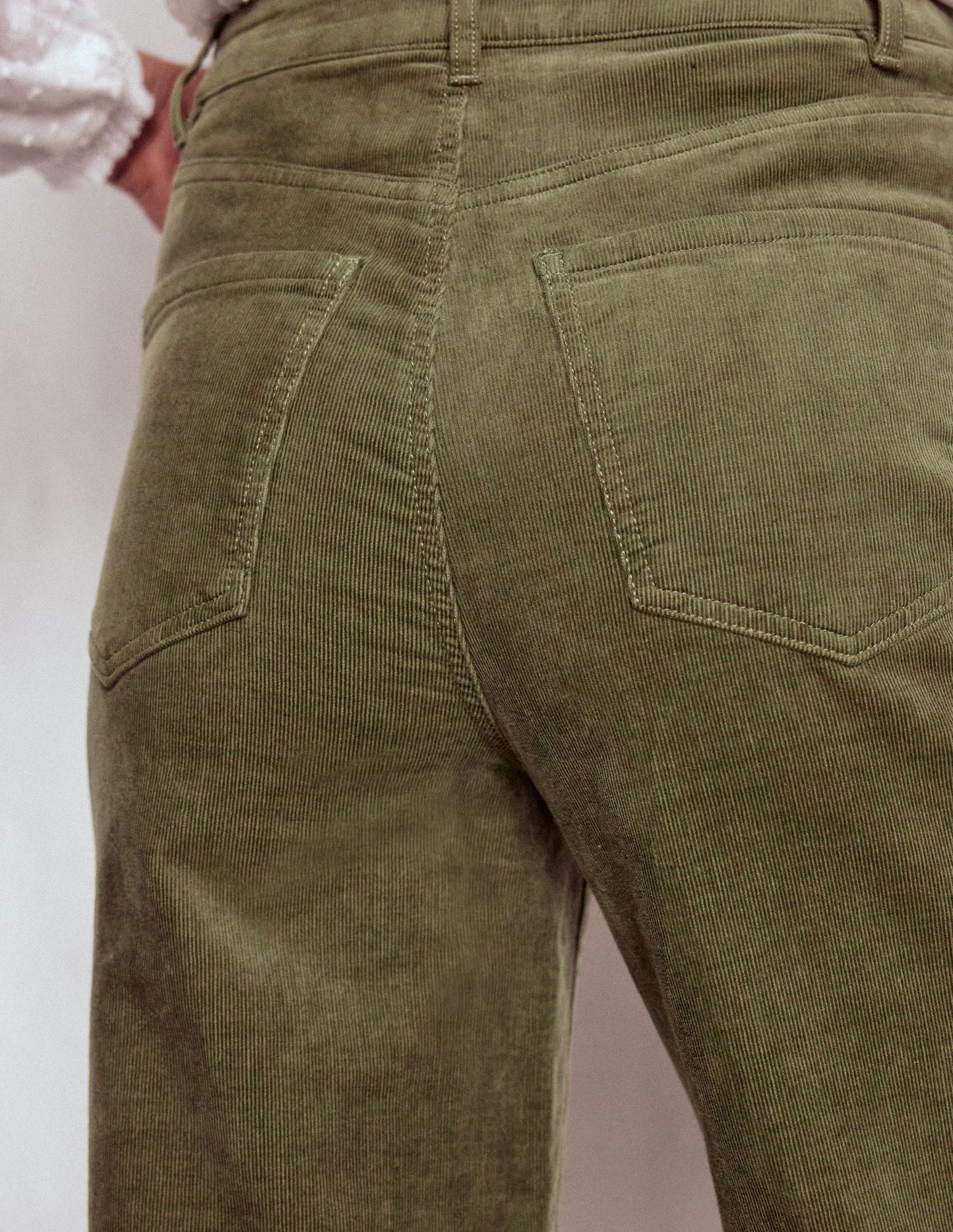 5-Pocket Cord Column Jeans-Green