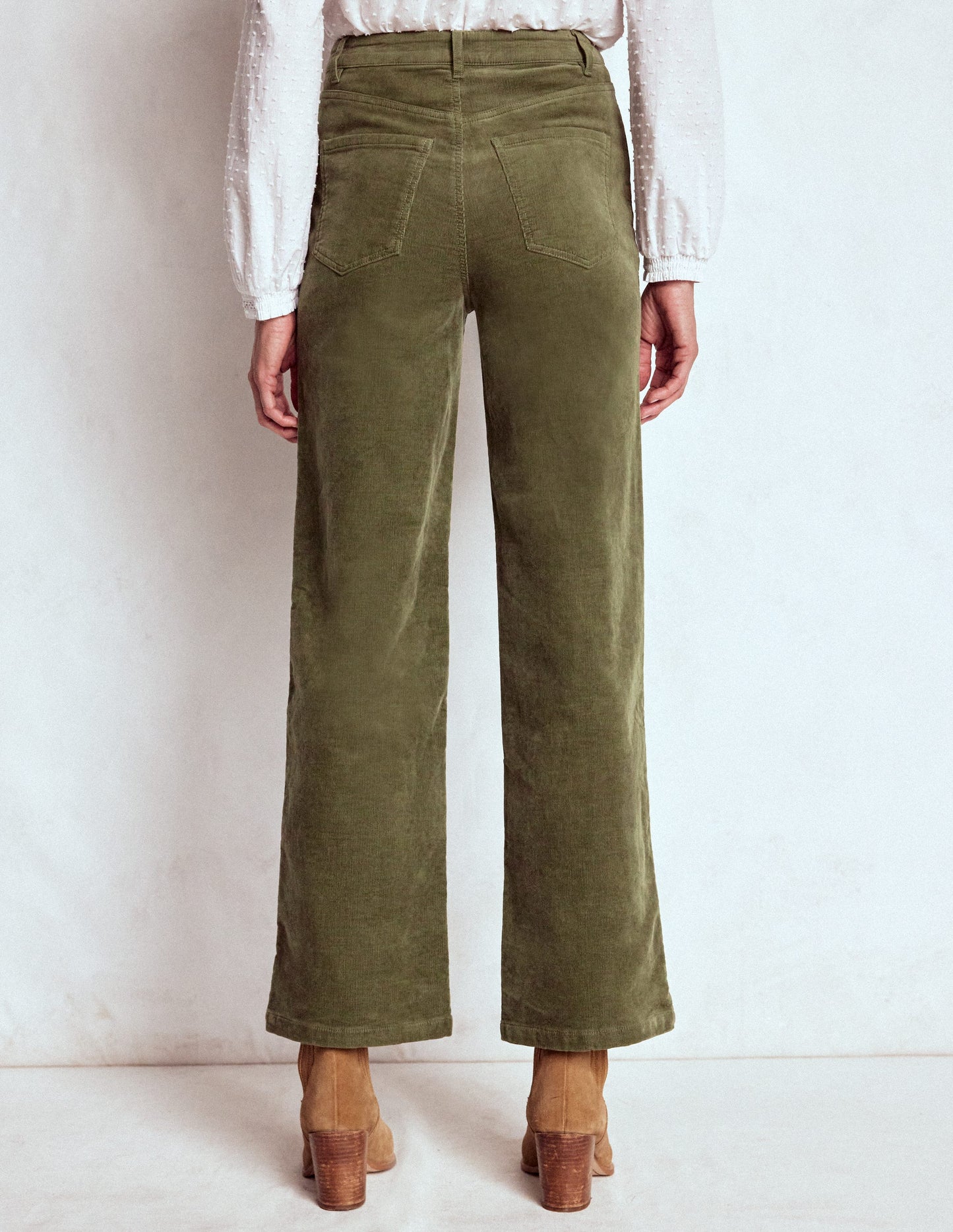 5-Pocket Cord Column Jeans-Green