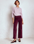 5-Pocket Cord Column Jeans-Burgundy
