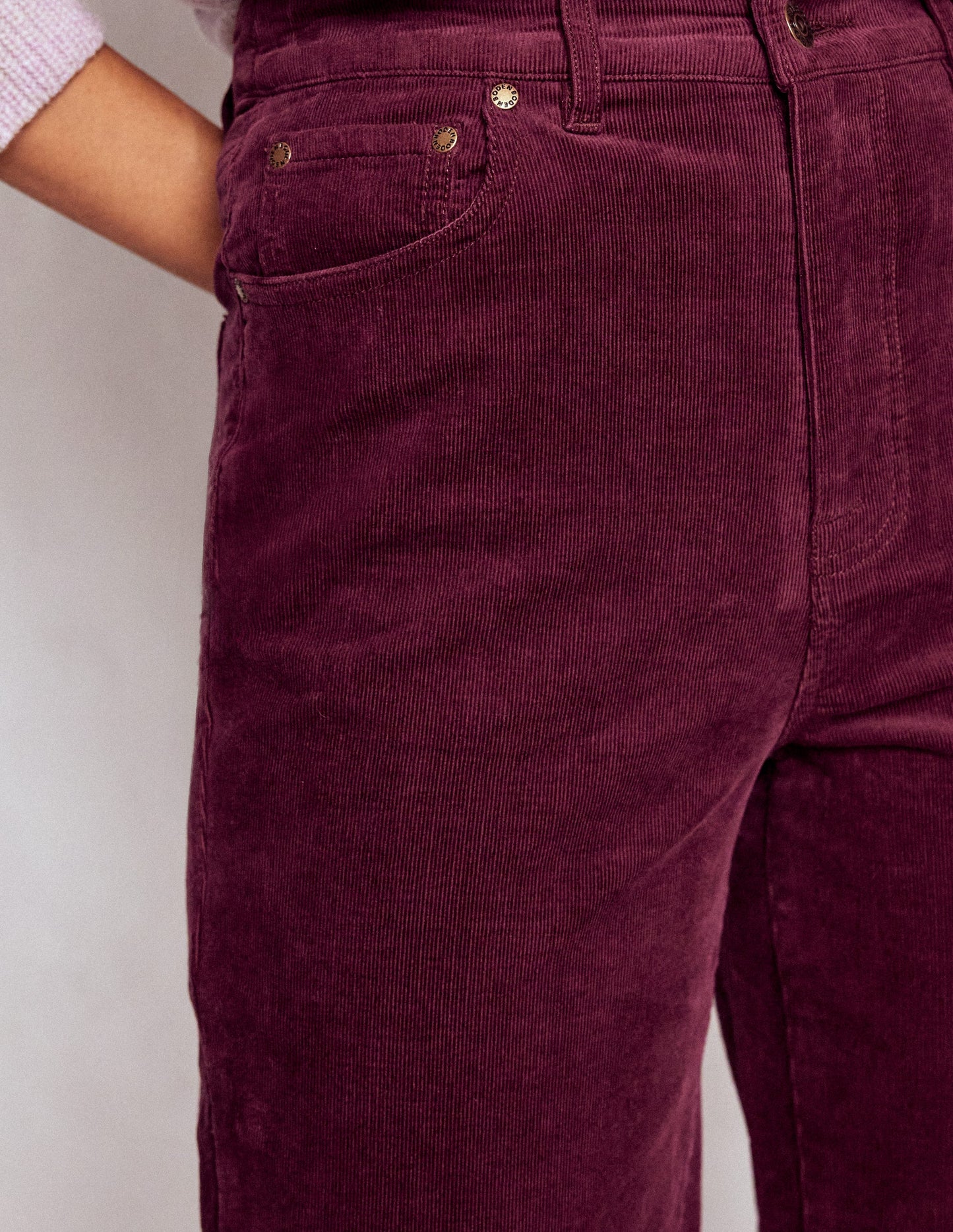 5-Pocket Cord Column Jeans-Burgundy