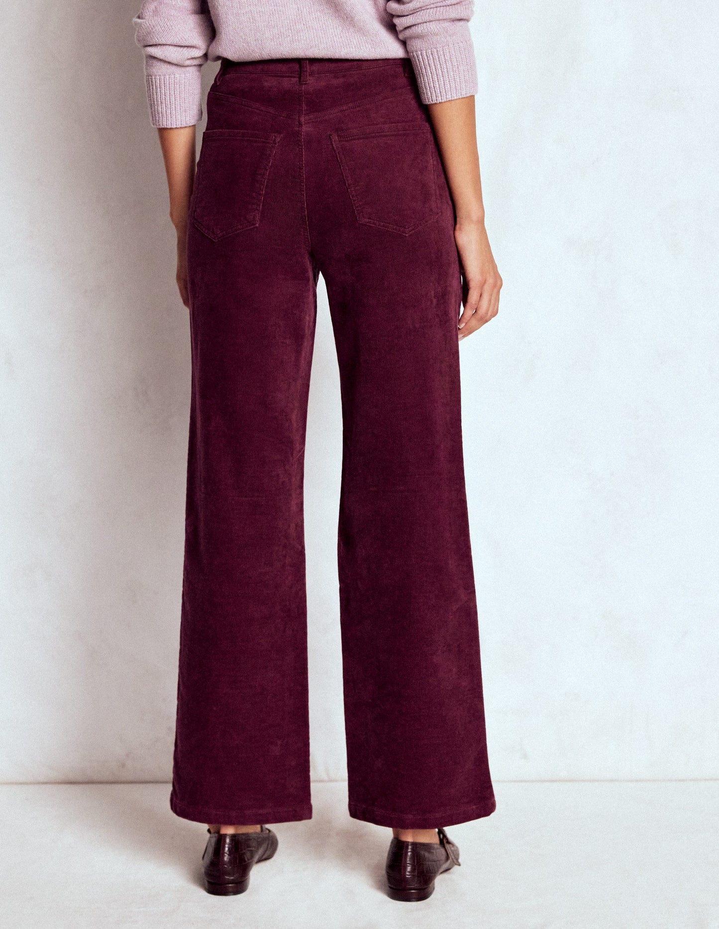 5-Pocket Cord Column Jeans-Burgundy