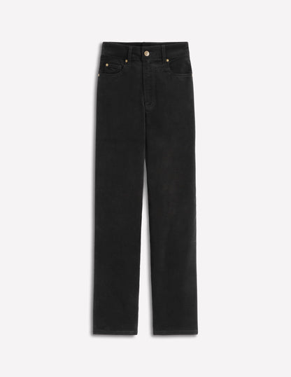 Velveteen Straight Jeans-Black-6