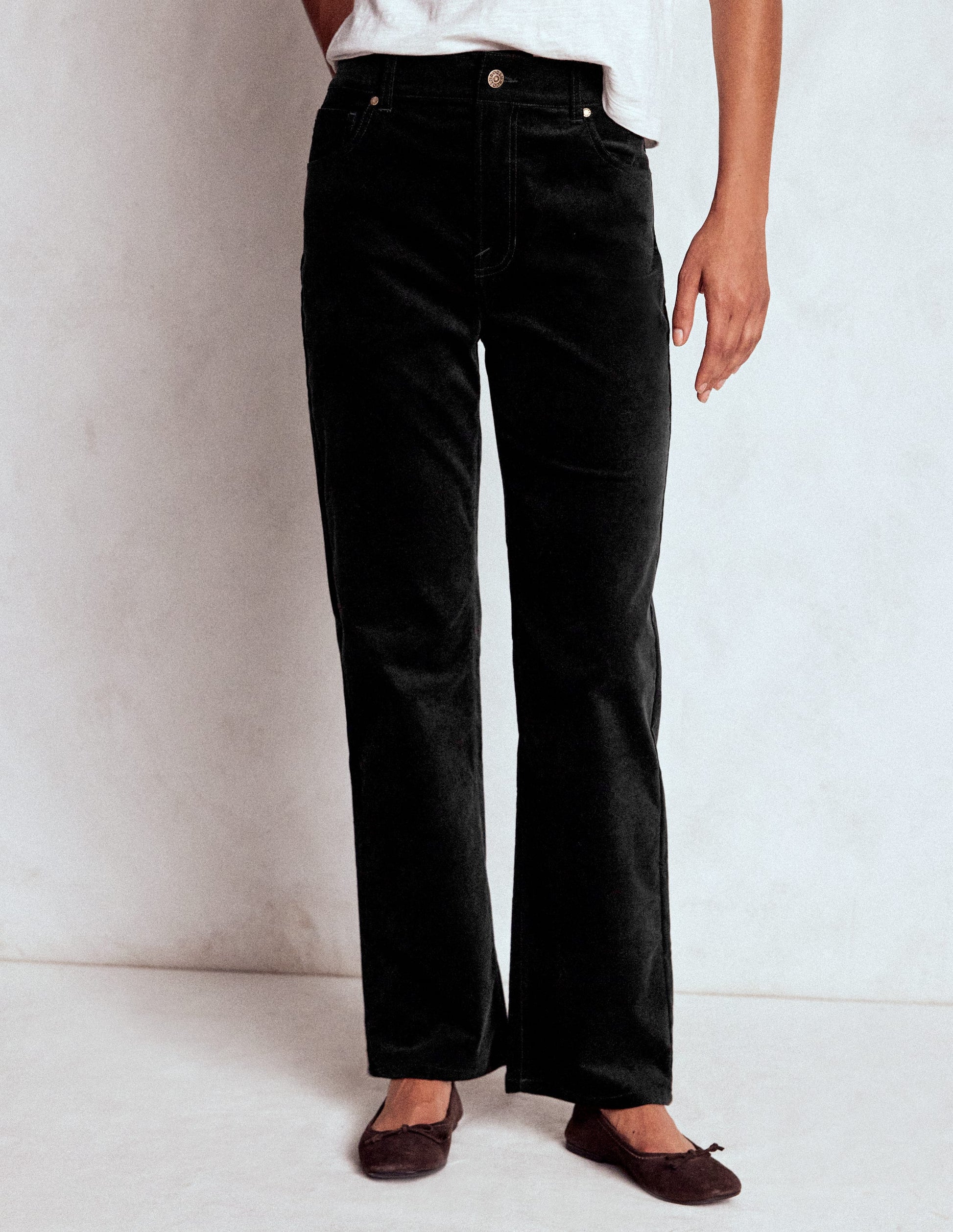 Velveteen Straight Jeans-Black-5