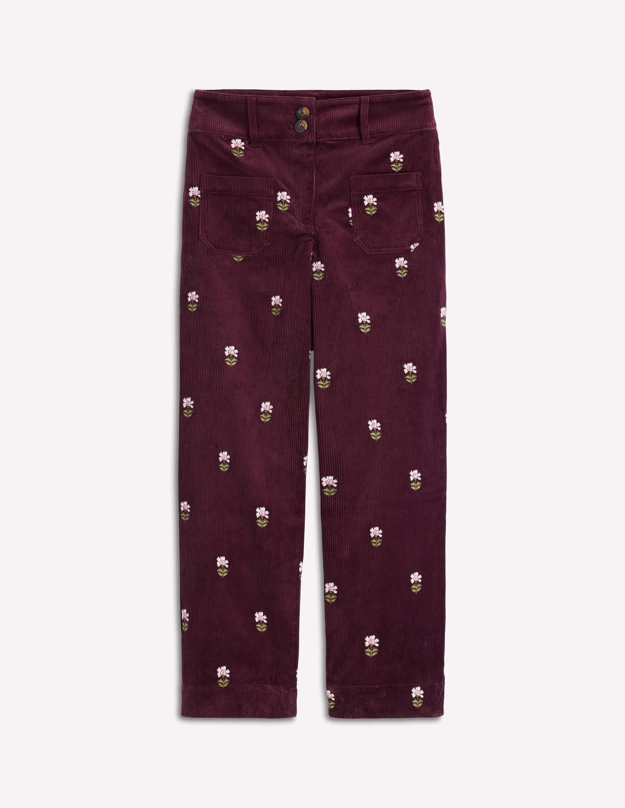 Primrose Cord Pants-Dark Cherry Embroidery - Image 6