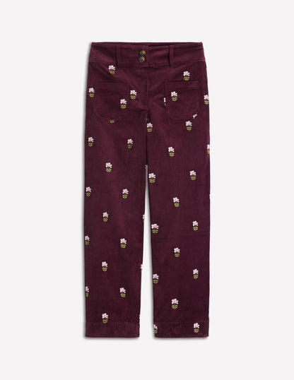 Primrose Cord Pants-Dark Cherry Embroidery-6