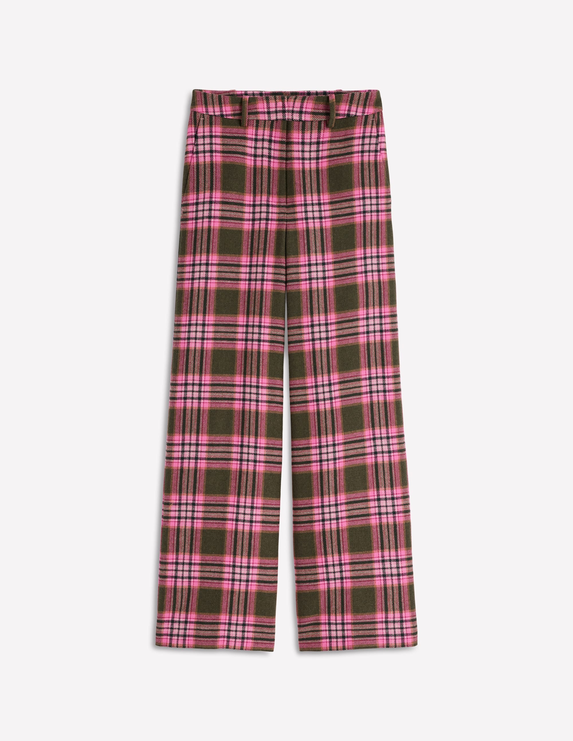 Belgravia Wool Blend Pants-Olive, Green and Pink Check - Image 7