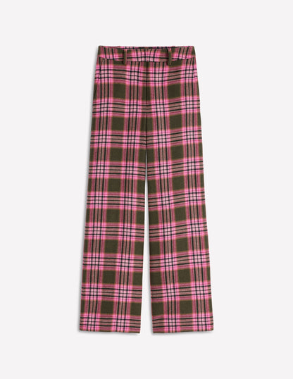 Belgravia Wool Pants-Olive, Green and Pink Check-7