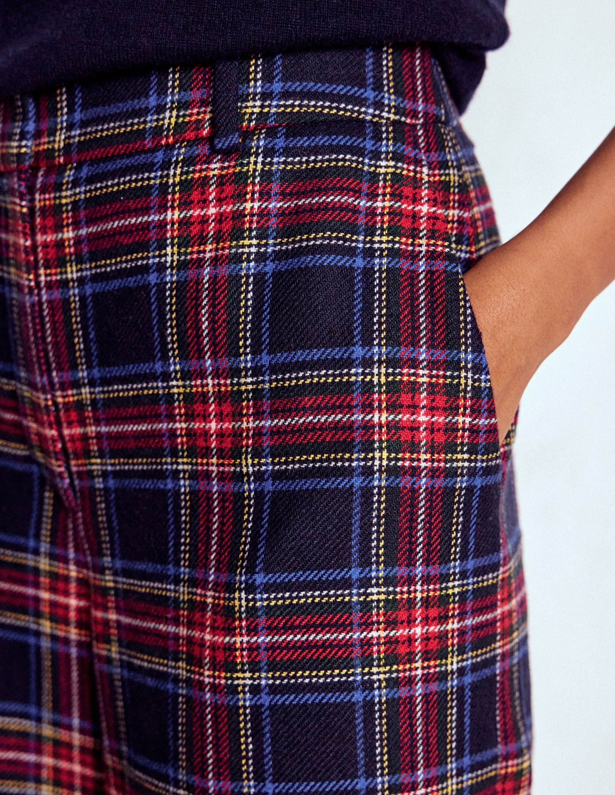 Belgravia Wool Blend Pants-Navy, Green and Red Check - Image 2