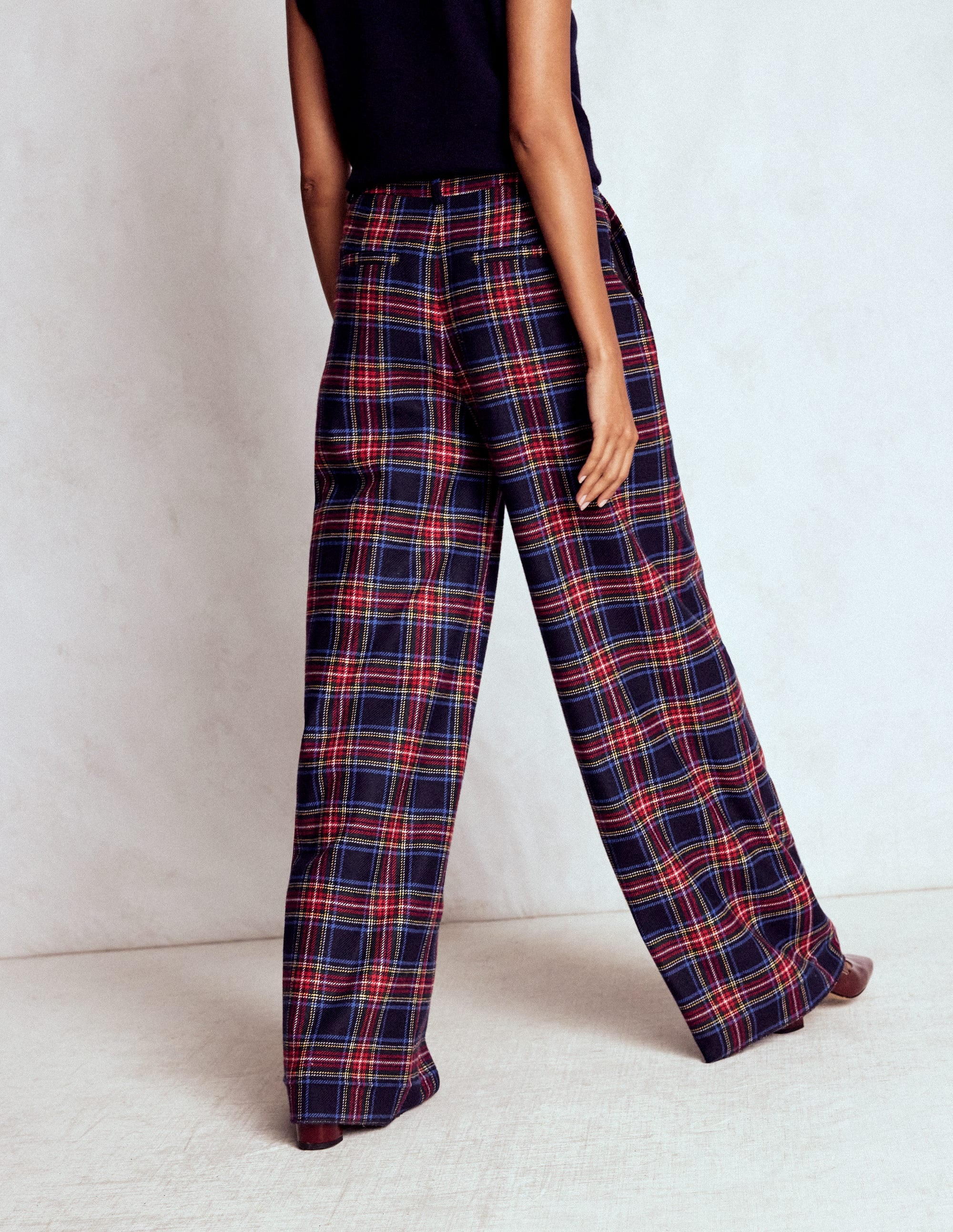 Belgravia Wool Blend Pants-Navy, Green and Red Check - Image 3