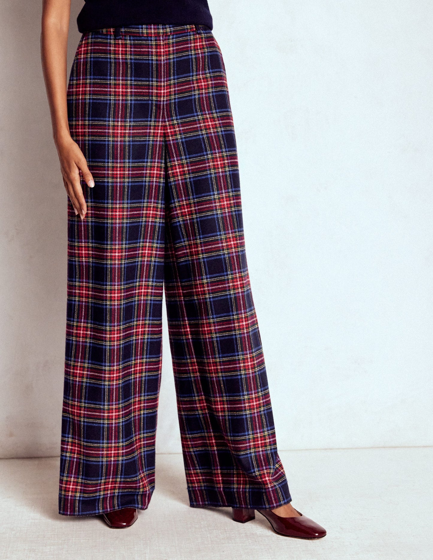 Belgravia Wool Pants-Navy, Green and Red Check
