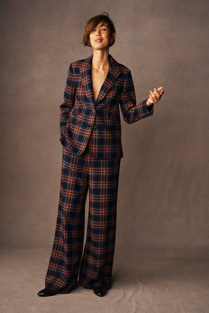 Belgravia Wool Pants-Navy, Green and Red Check-5