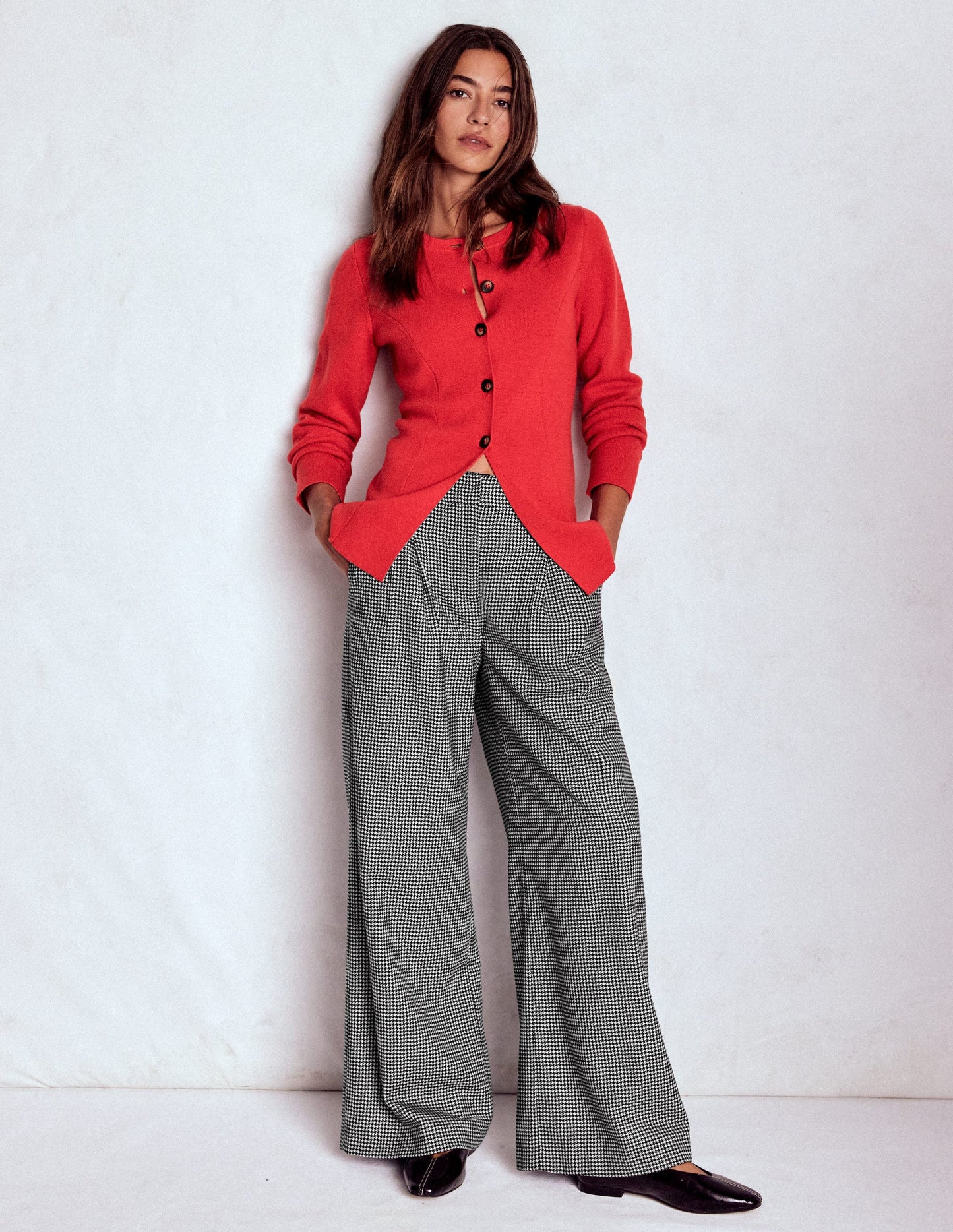 Kensington Tailored Pants-Black and Ivory Puppytooth