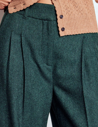 Kensington Tailored Pants-Green and Navy Herringbone-2