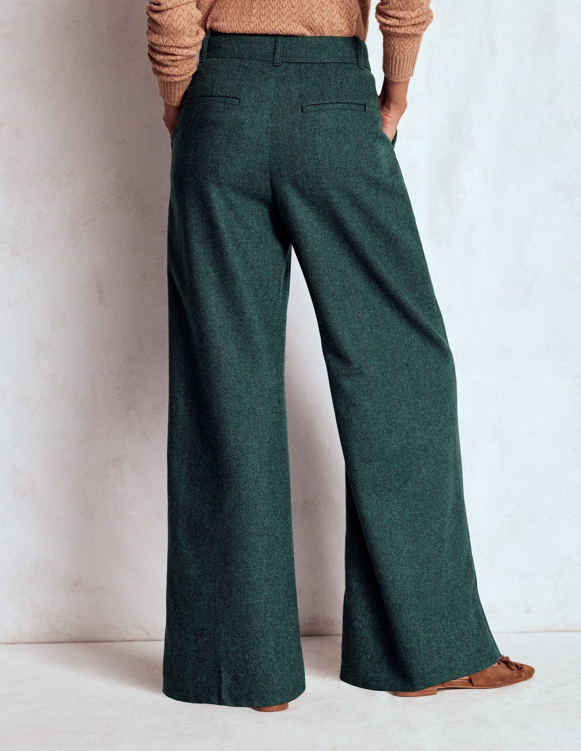 Kensington Tailored Pants-Green and Navy Herringbone-3