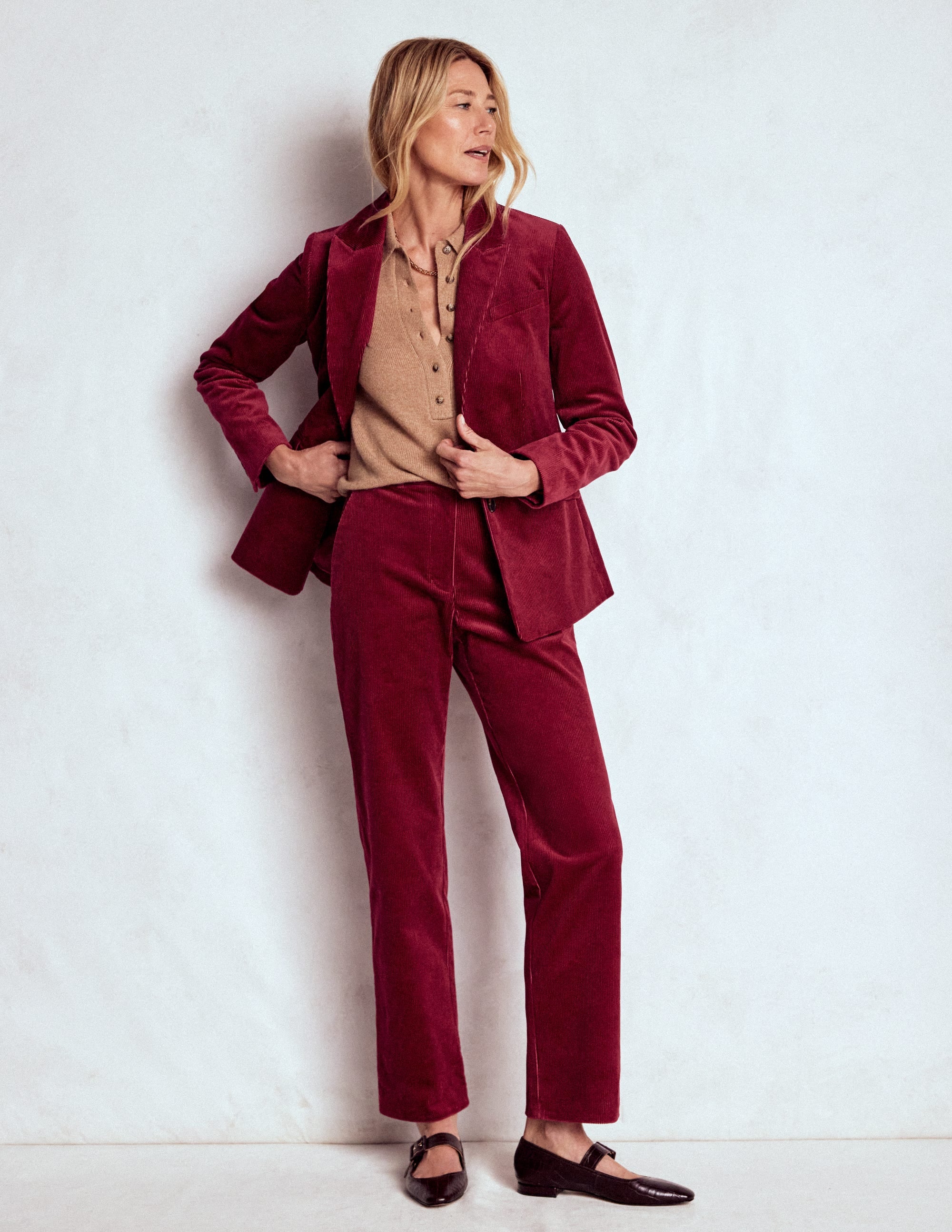 Canonbury Cord Pants-Burgundy Red - Image 1