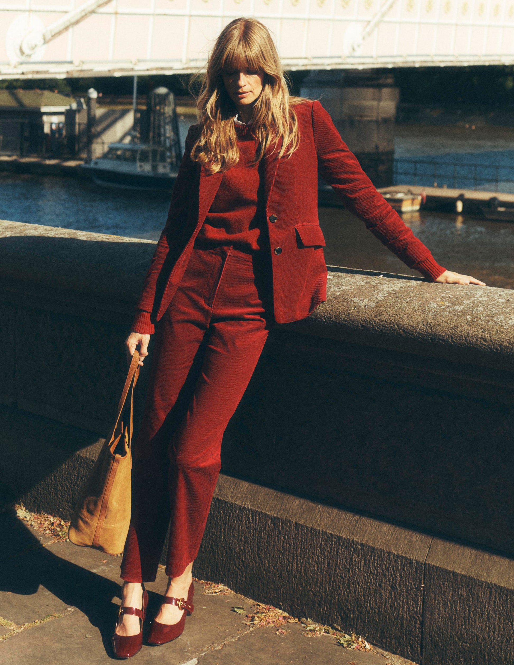 Canonbury Cord Pants-Burgundy Red-2