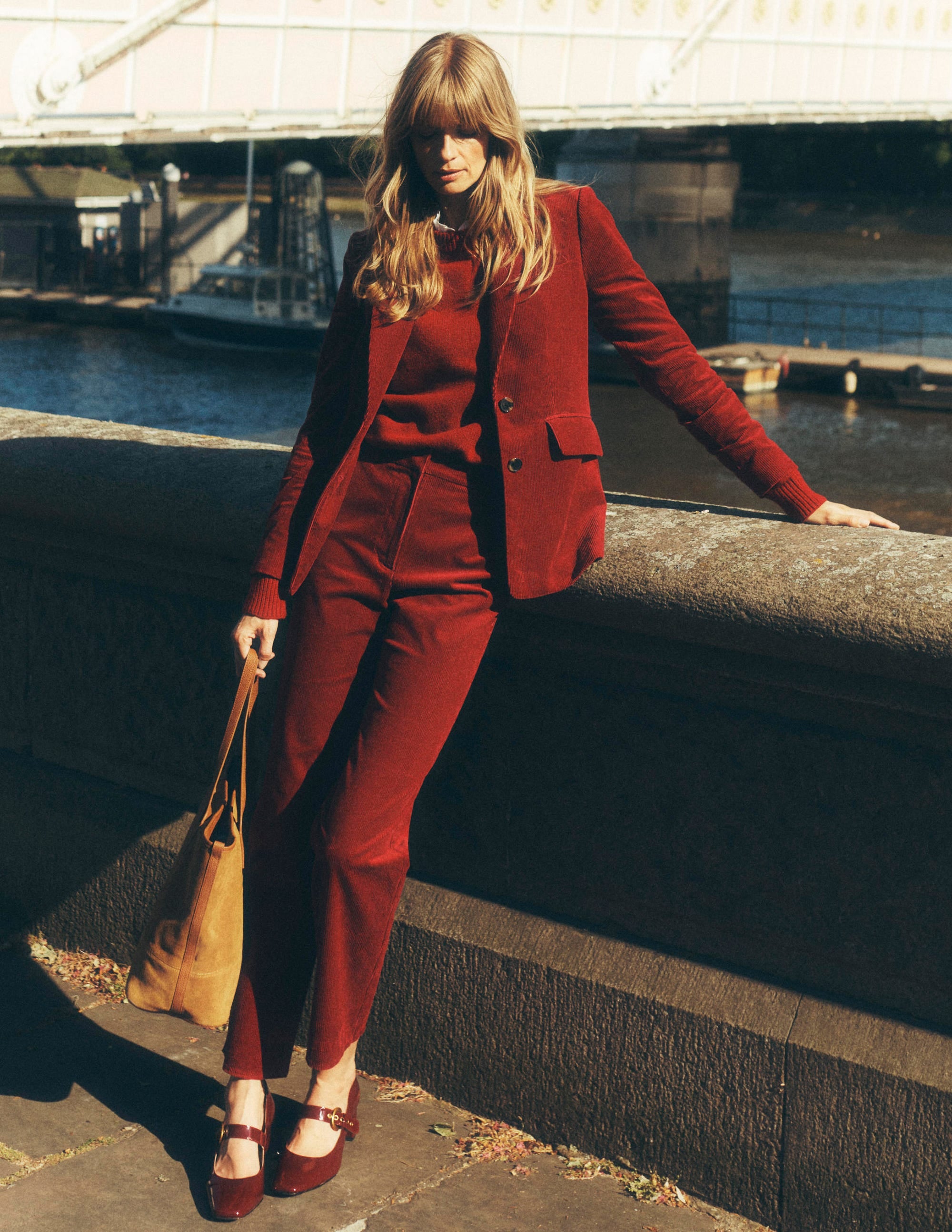 Canonbury Cord Pants-Burgundy Red - Image 2
