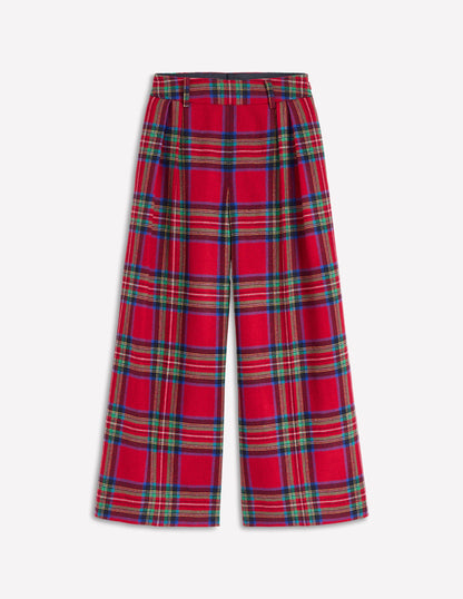 Pleated Wool Culottes-Red, Blue and Green Check-6