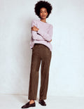 Suede Straight Leg Pants-Dark Chocolate