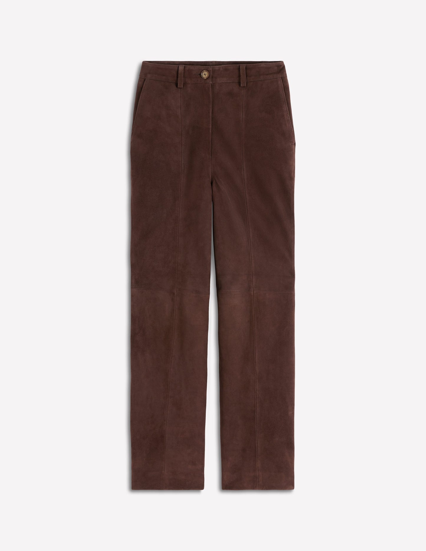 Suede Straight Leg Pants-Dark Chocolate