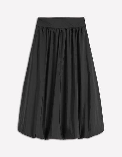 Bubble Hem Midi Skirt-Black-7