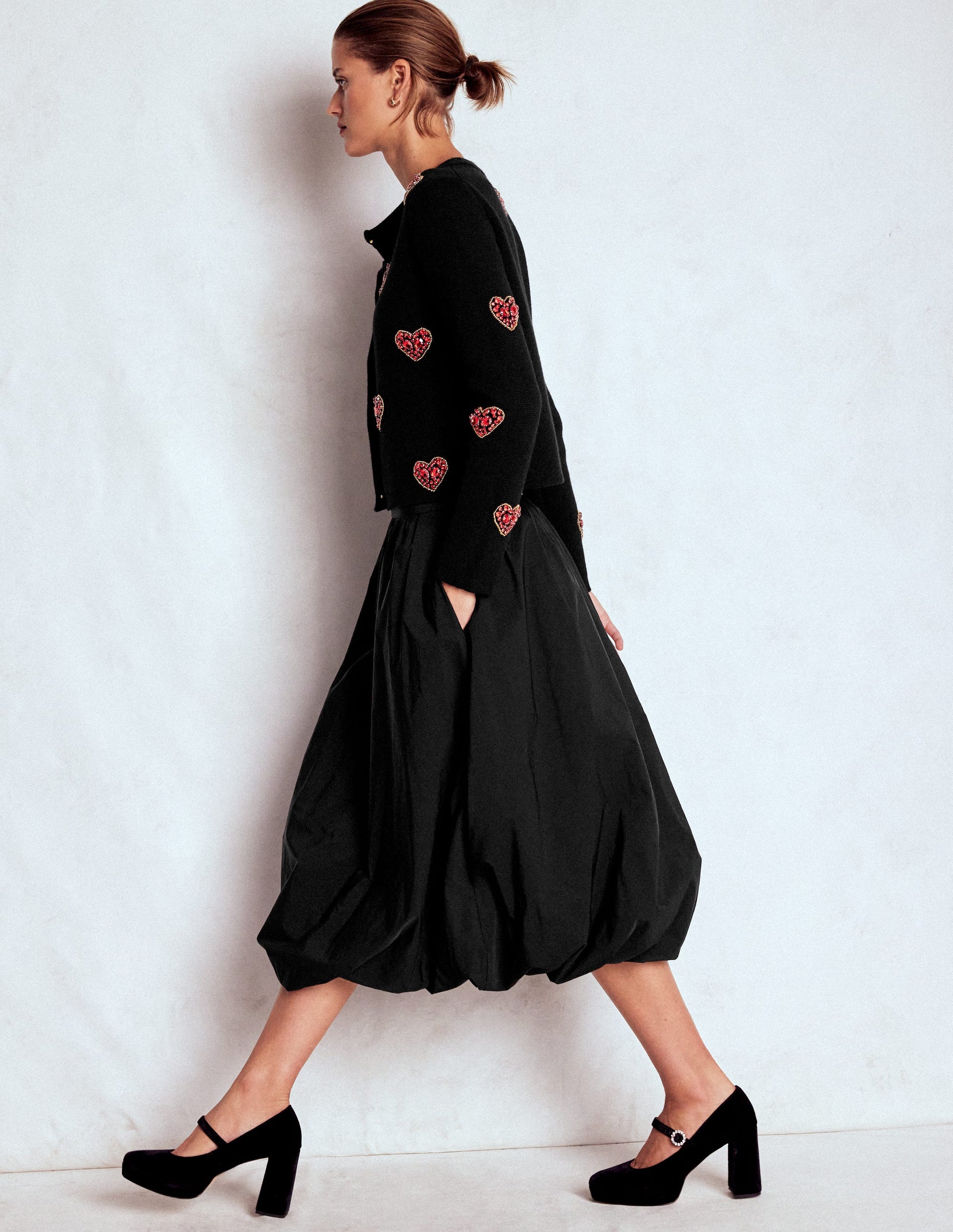 Bubble Hem Midi Skirt-Black | Boden USA Bubble Hem Midi Skirt-Black | Boden USA