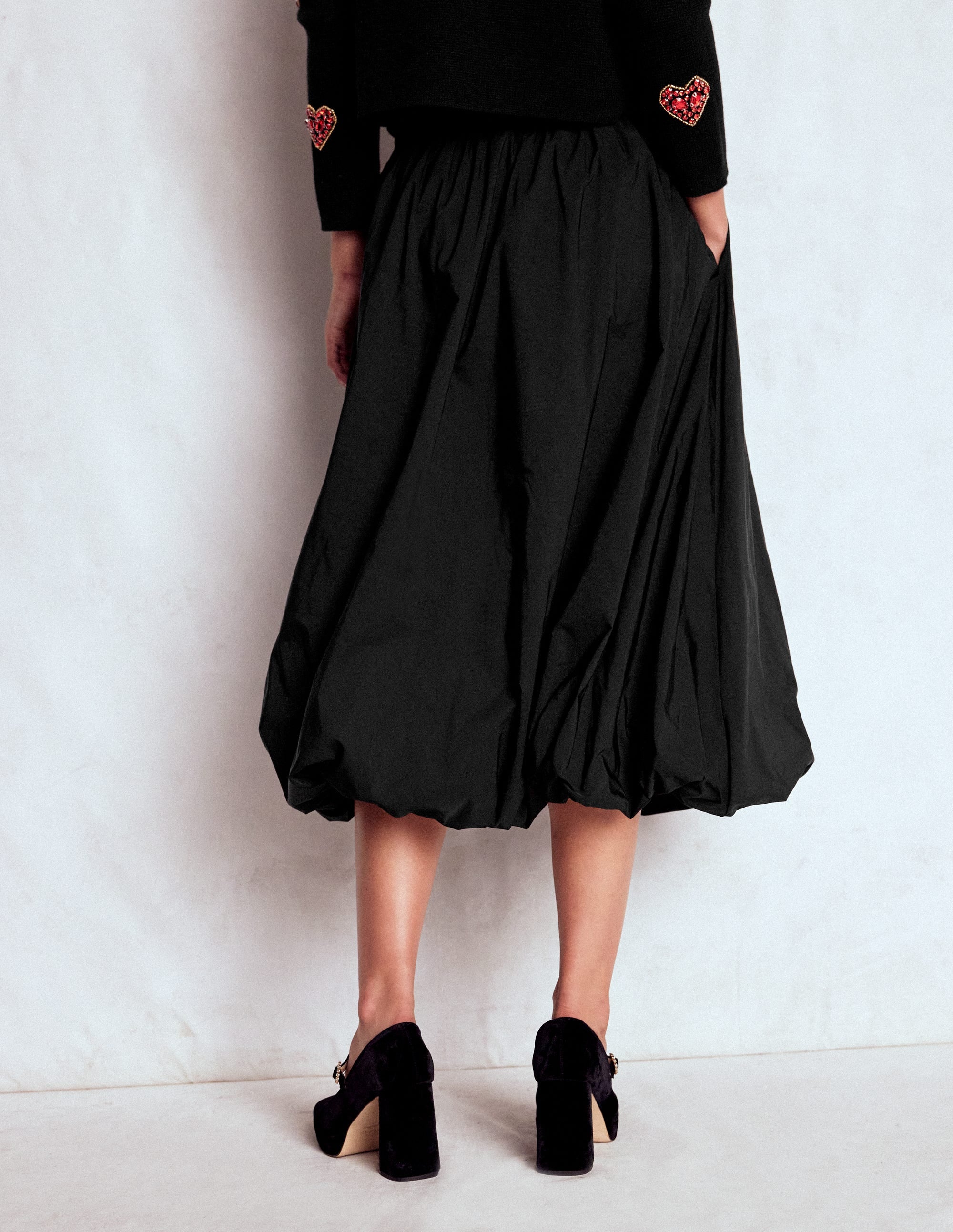 Bubble Hem Midi Skirt-Black | Boden USA