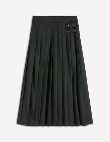Josephine Kilt Midi Skirt-Hunter Green-6