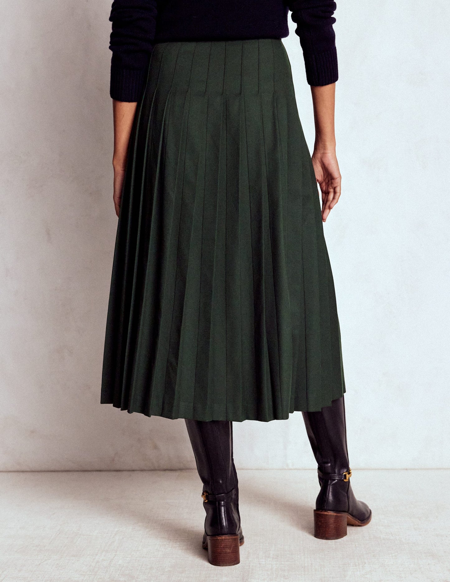 Josephine Kilt Midi Skirt-Hunter Green