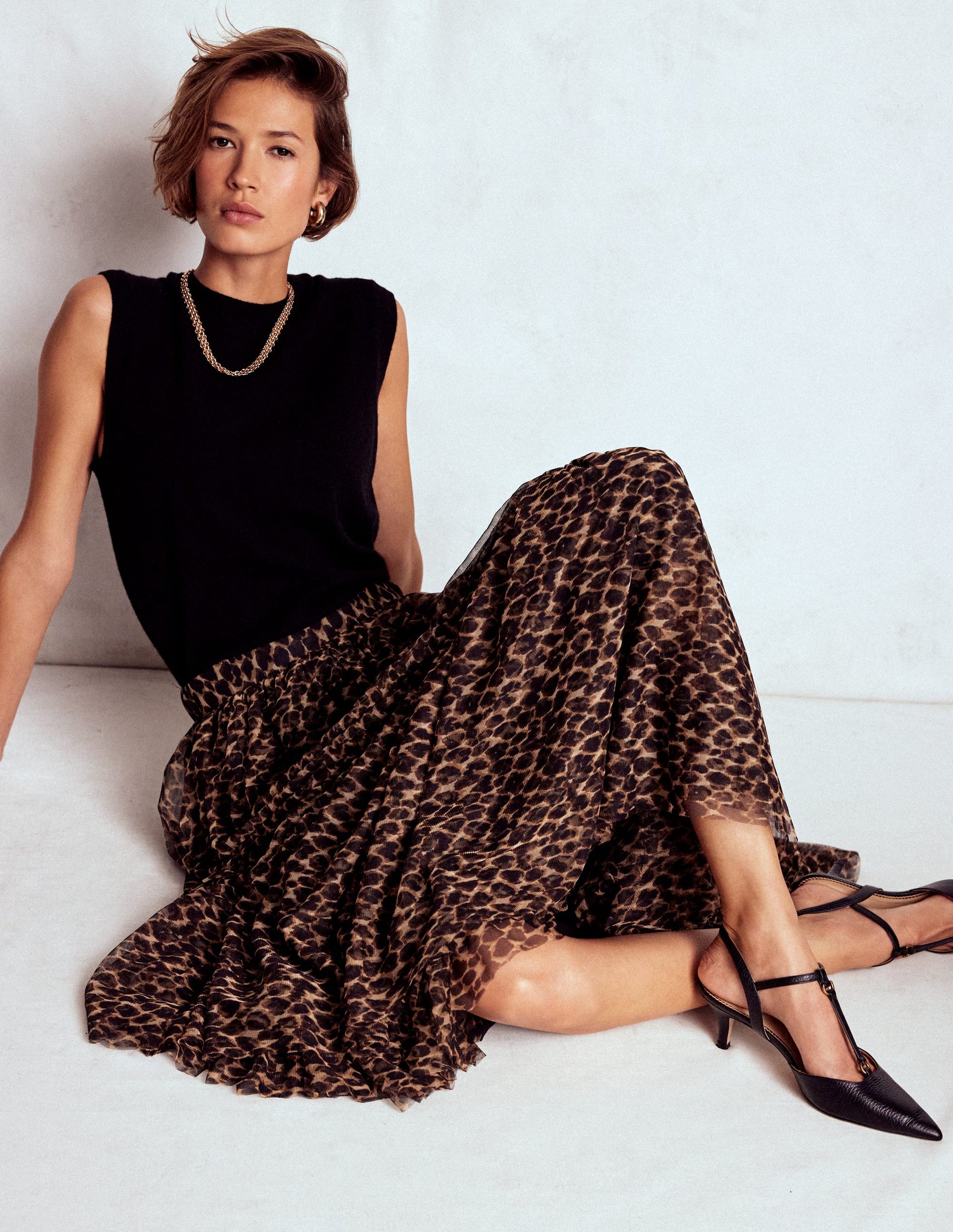 Anna Tulle Midi Skirt-Leopard-1