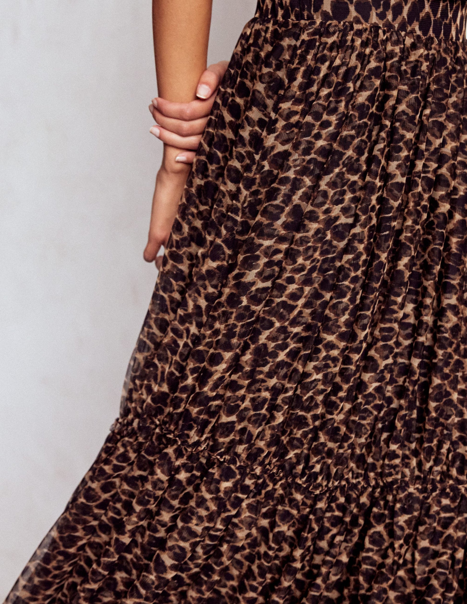 Anna Tulle Midi Skirt-Leopard-3
