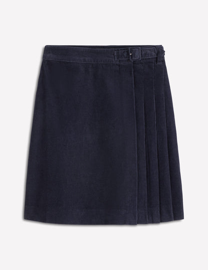 Helen Cord Kilt Skirt-Navy-7