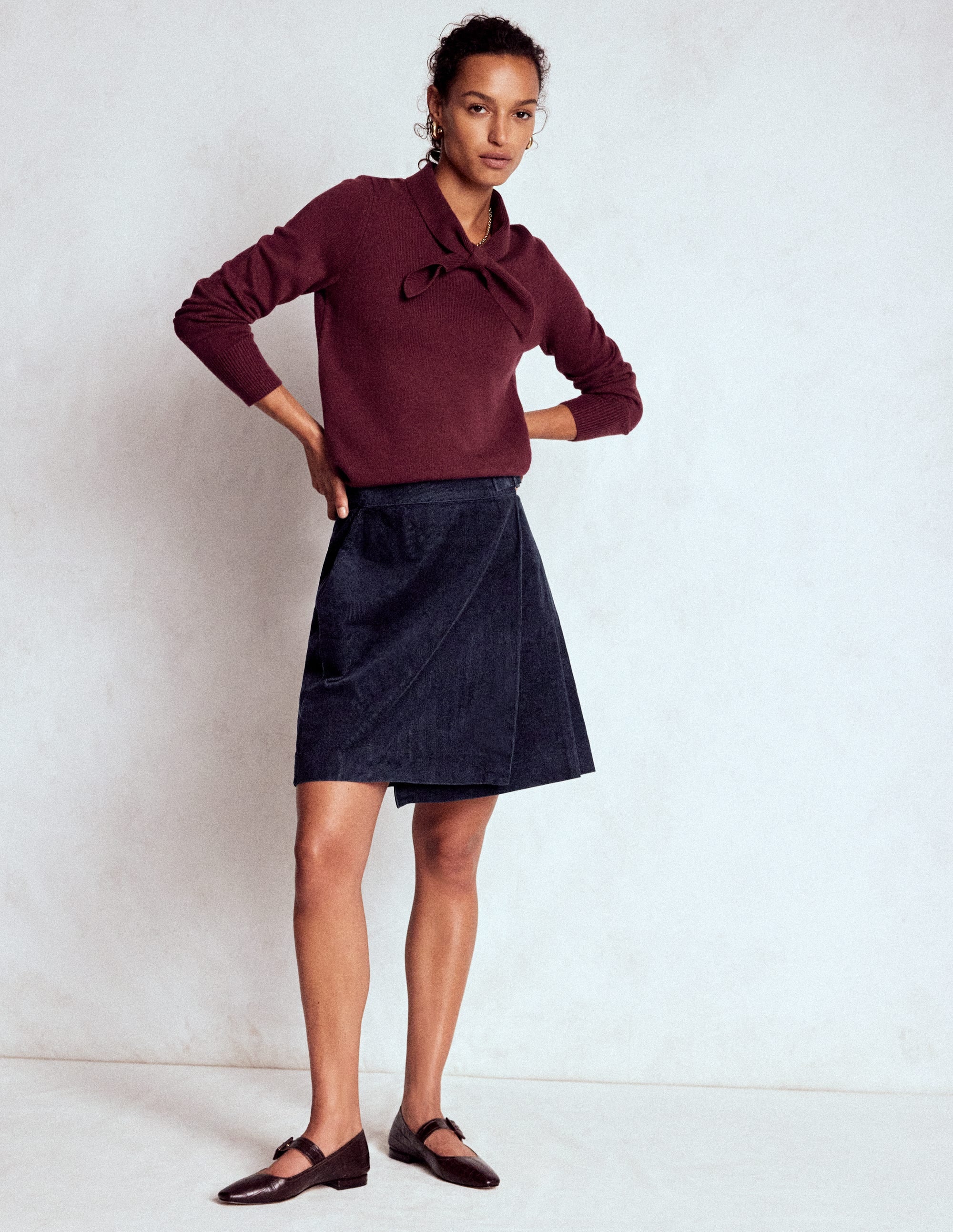 Helen Cord Kilt Skirt-Navy | Boden USA