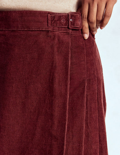 Helen Cord Kilt Skirt-Chestnut-2